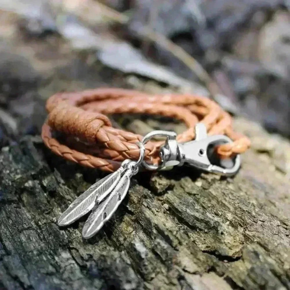 Leather Wrap Braided Wristband Bracelet Bangle - Picture 2 of 4